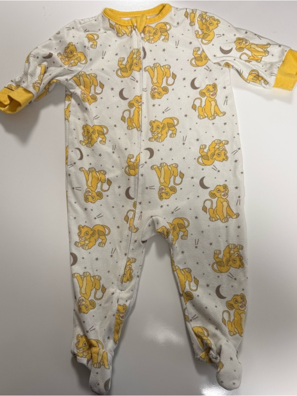 Disney Yellow Lion Print Footed One-Piece Pajamas